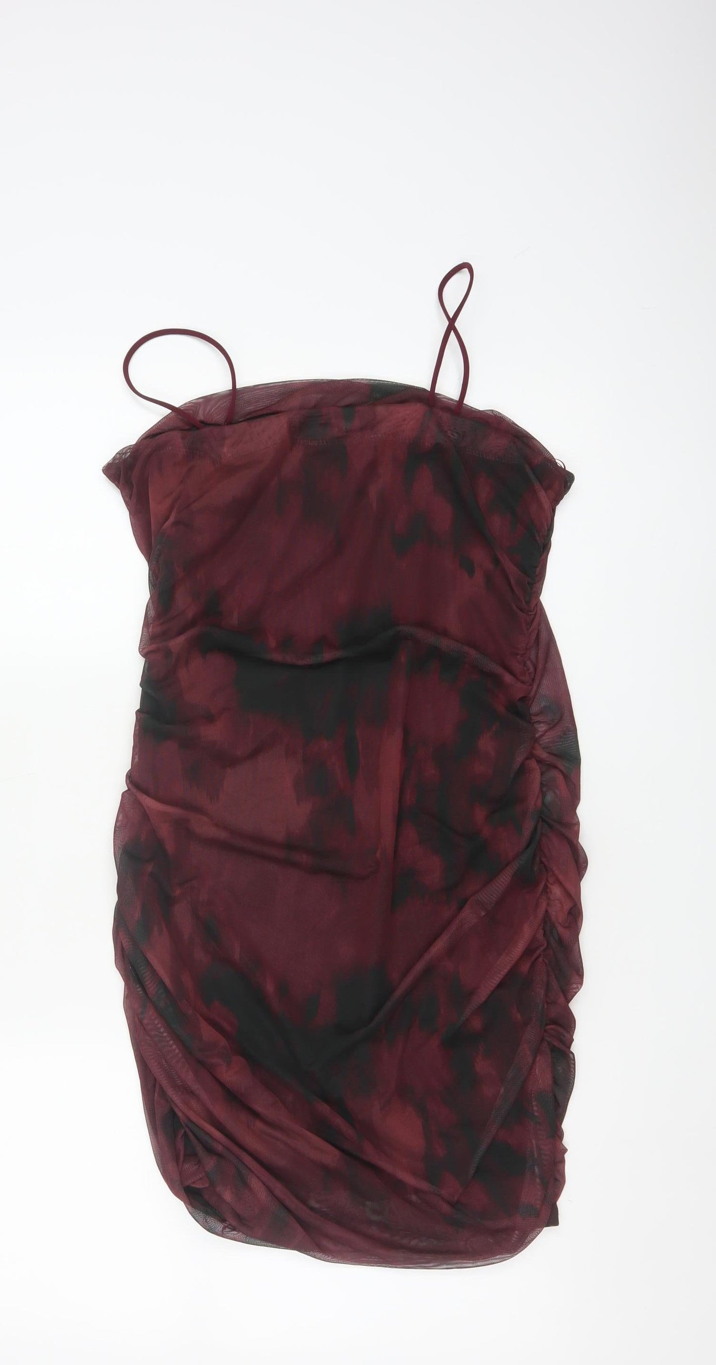 Pink Vanilla Women’s Red Tie Dye Bodycon Ruched Dress Size 14