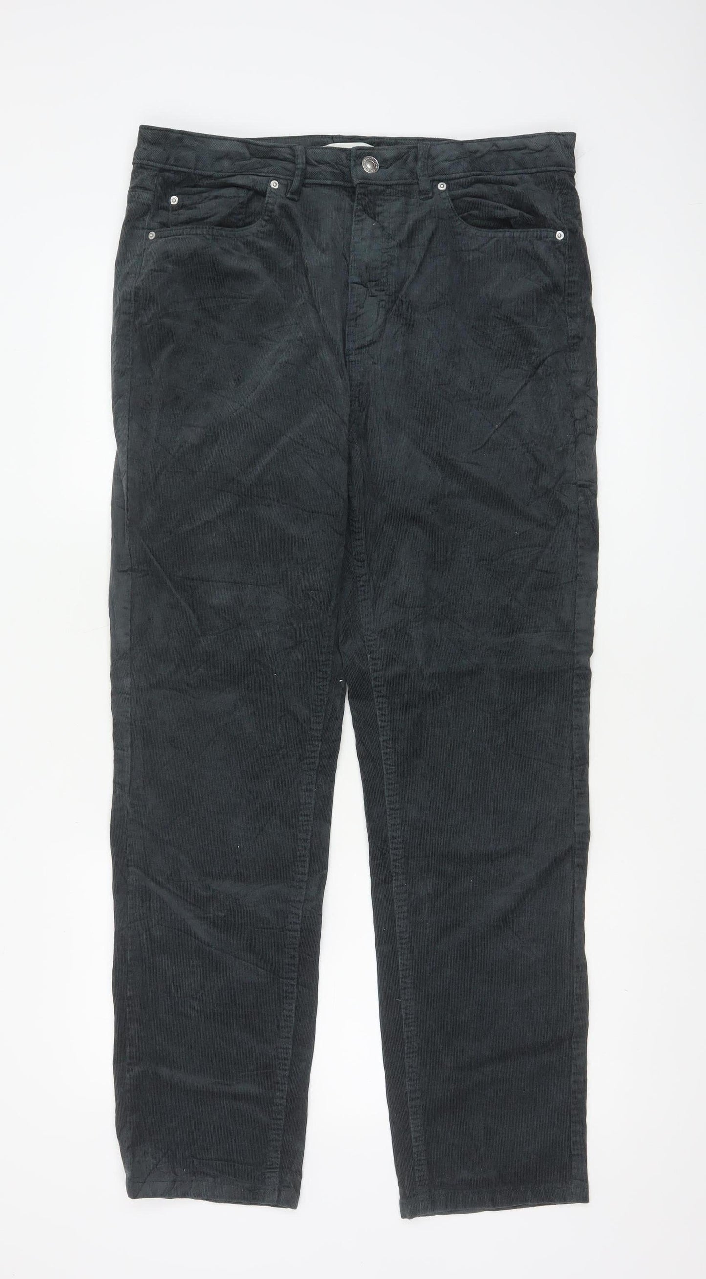 Marks and Spencer Women’s Black Corduroy Stretch Trousers Size 14 Regular