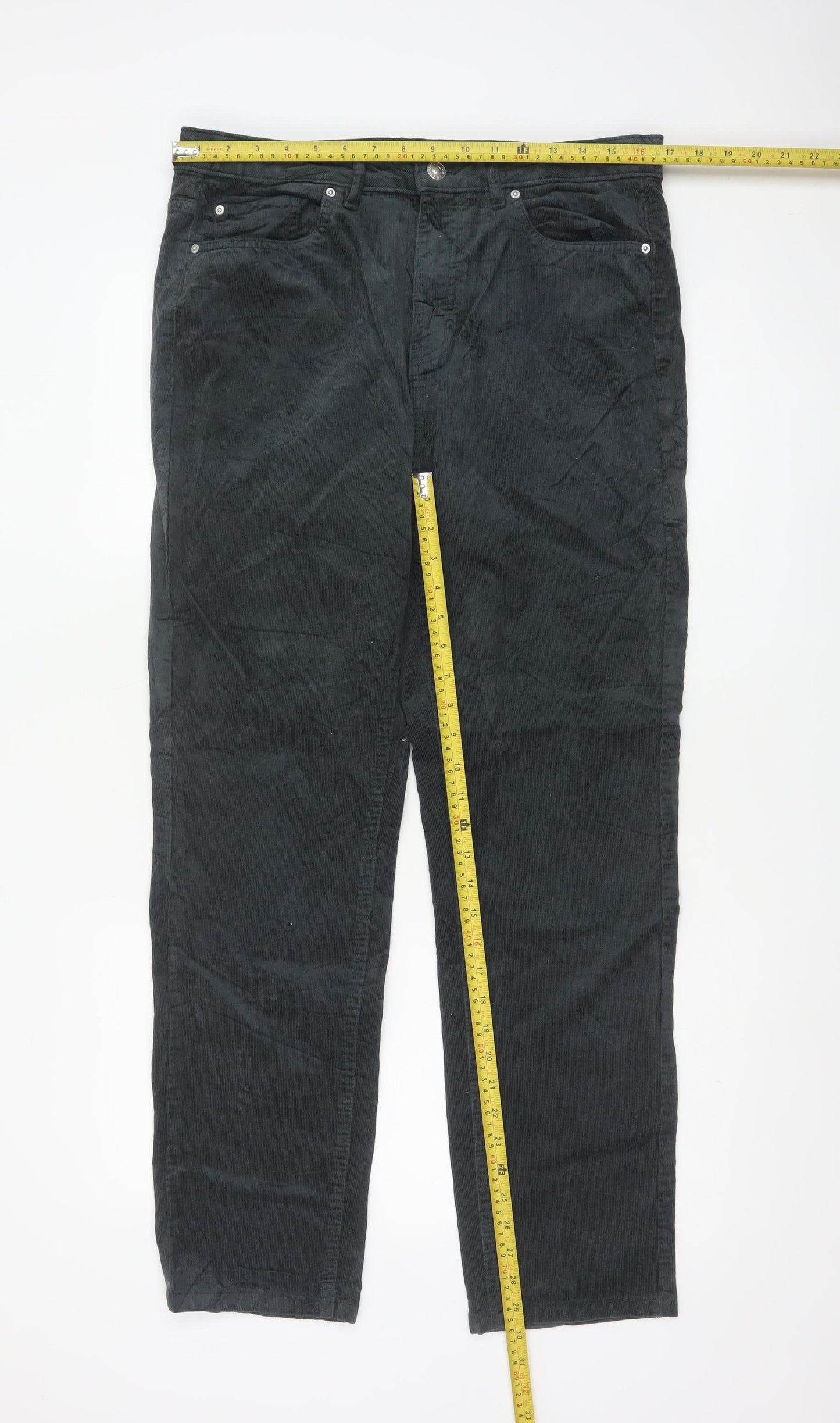 Marks and Spencer Women’s Black Corduroy Stretch Trousers Size 14 Regular