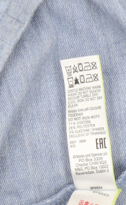 Marks and Spencer Womens Blue Jersey Pyjama Pants Size 16