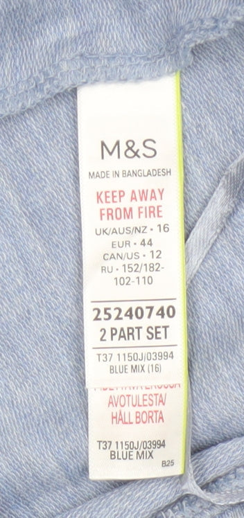 Marks and Spencer Womens Blue Jersey Pyjama Pants Size 16