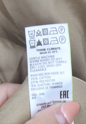 Marks and Spencer Women Beige Chino Trousers Size 16 Long Cotton Blend