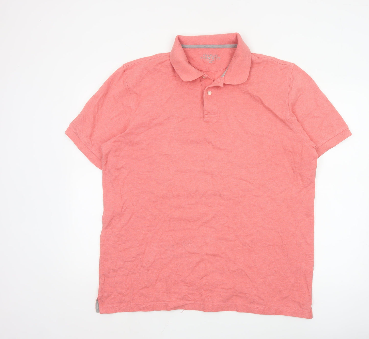Charles Tyrwhitt Men's Pink Cotton Polo Shirt XL Regular Fit