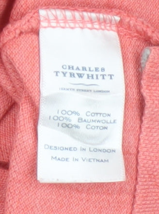 Charles Tyrwhitt Men's Pink Cotton Polo Shirt XL Regular Fit