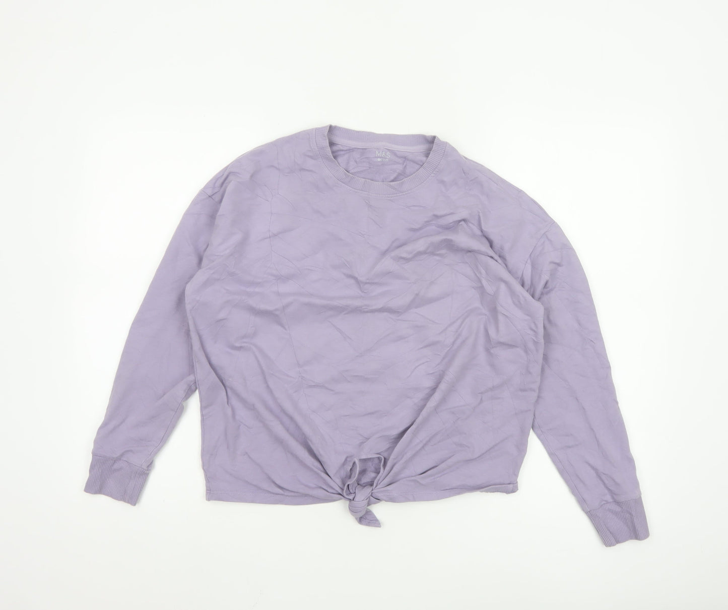 Marks and Spencer Womens Purple Cropped Long Sleeve T-Shirt Size 10