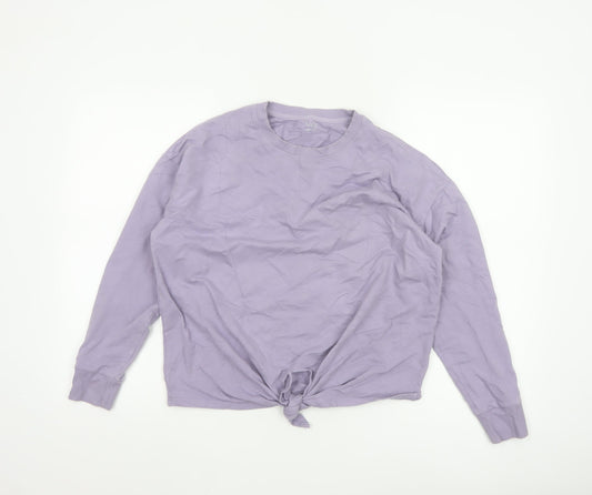 Marks and Spencer Womens Purple Cropped Long Sleeve T-Shirt Size 10
