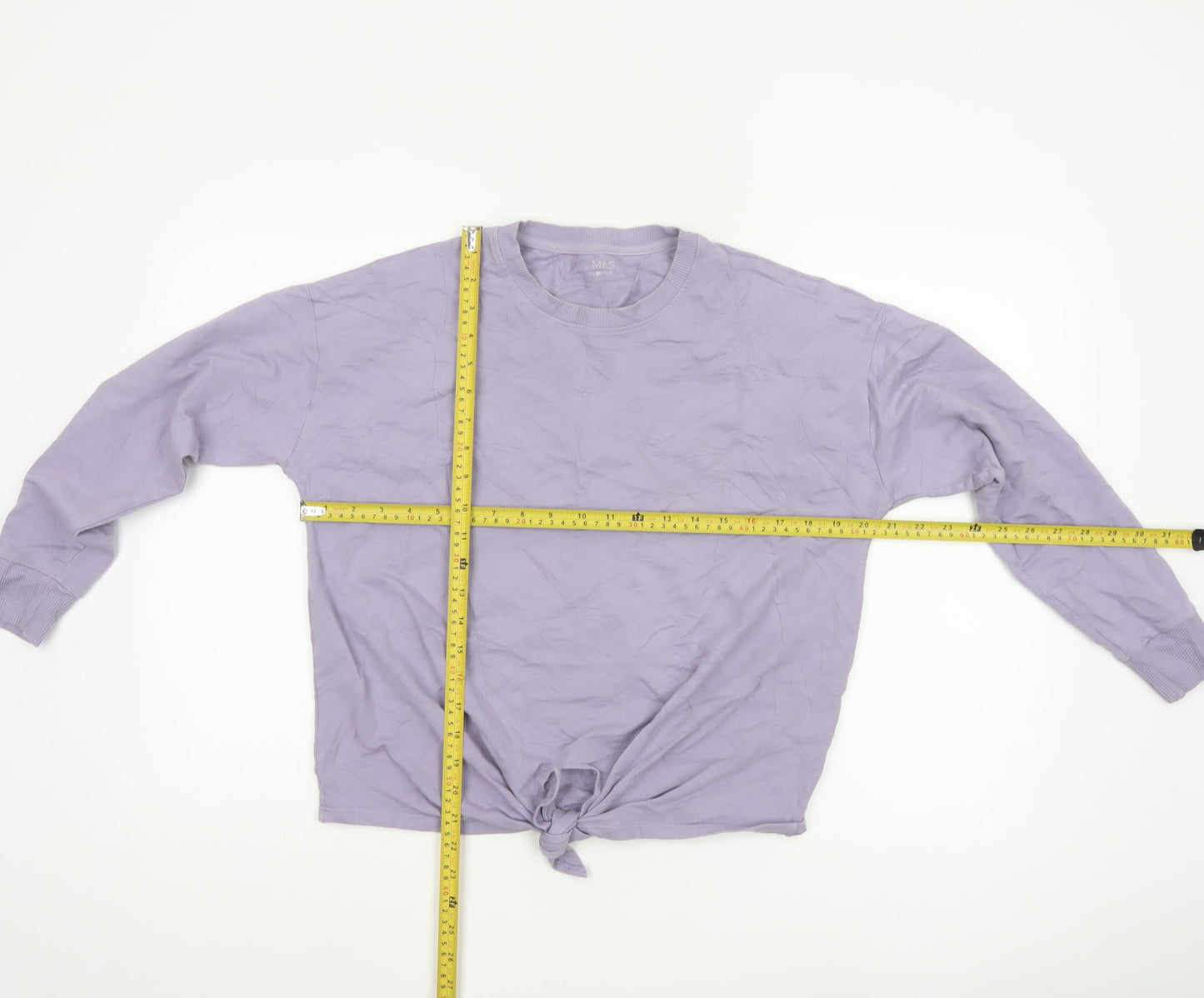 Marks and Spencer Womens Purple Cropped Long Sleeve T-Shirt Size 10