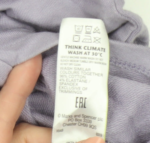 Marks and Spencer Womens Purple Cropped Long Sleeve T-Shirt Size 10