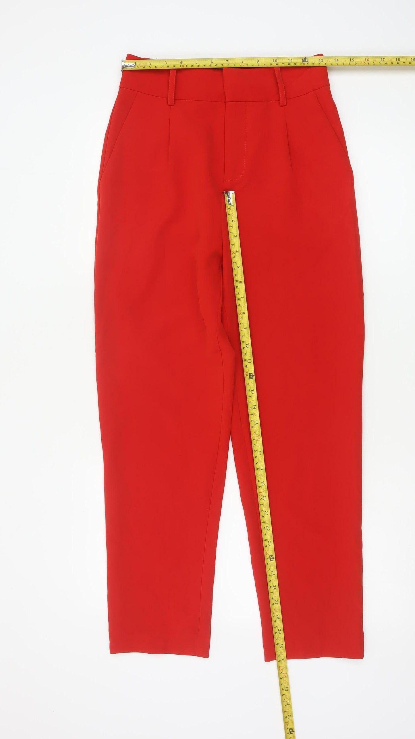 Attentif Paris Women Red Cropped Tapered Trousers Size 8