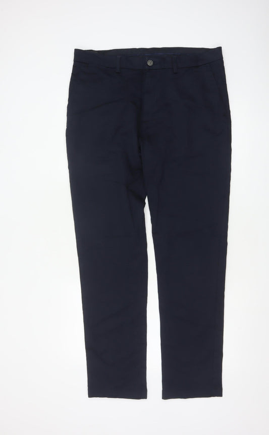 Marks and Spencer Men's Blue Slim Fit Chino Trousers 36/33