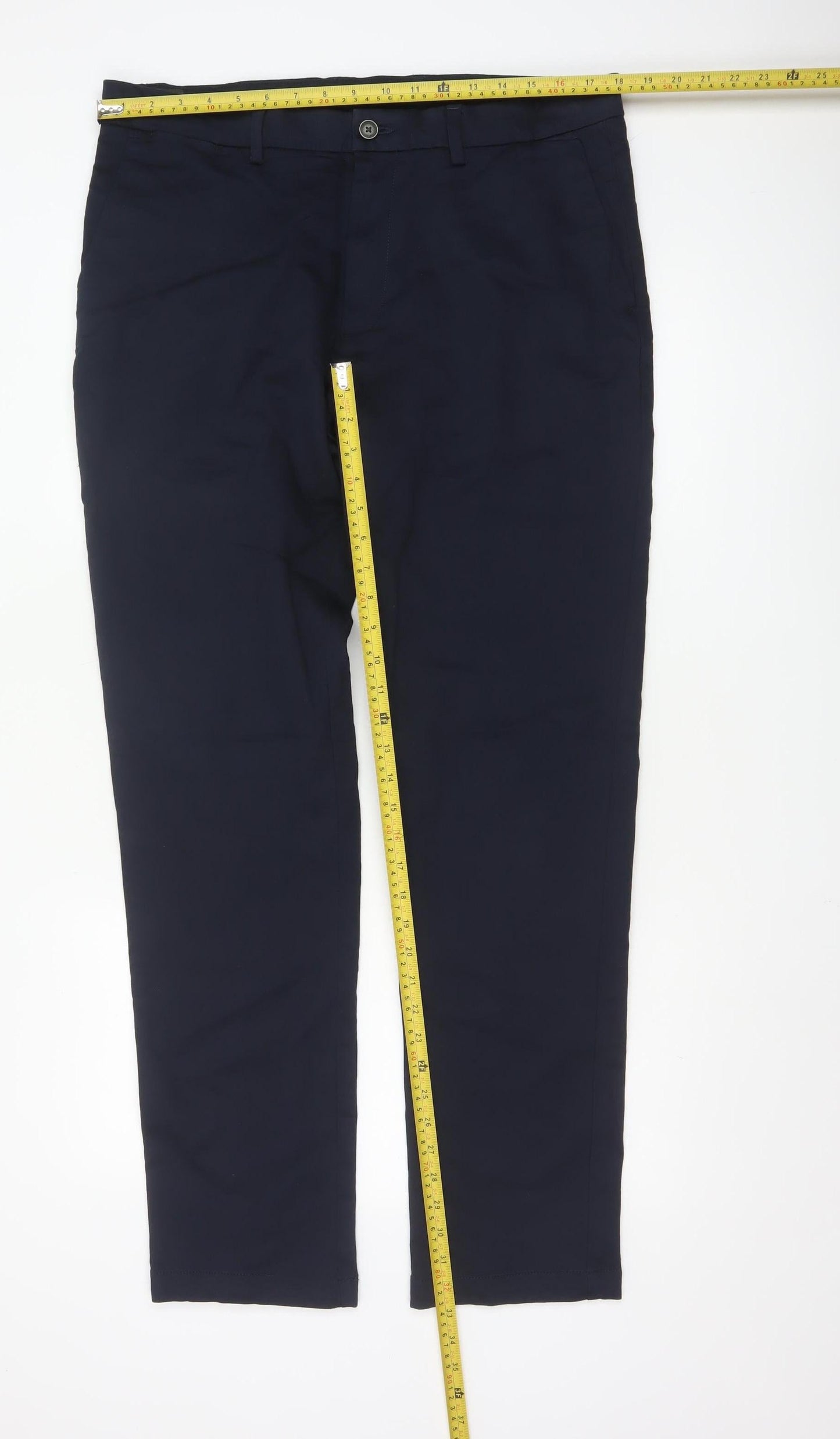 Marks and Spencer Men's Blue Slim Fit Chino Trousers 36/33