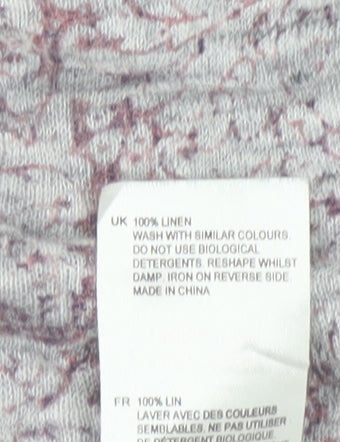 White Stuff Women's Purple Linen Floral Short Sleeve T-Shirt Size 12