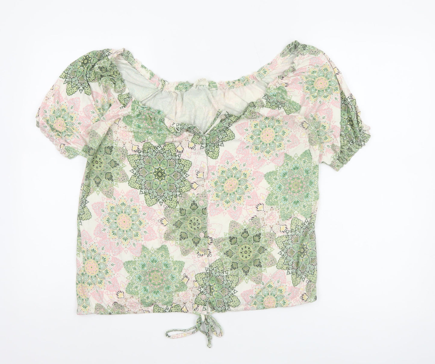 Fat Face Women’s Multicoloured Floral Cropped Blouse Size 10