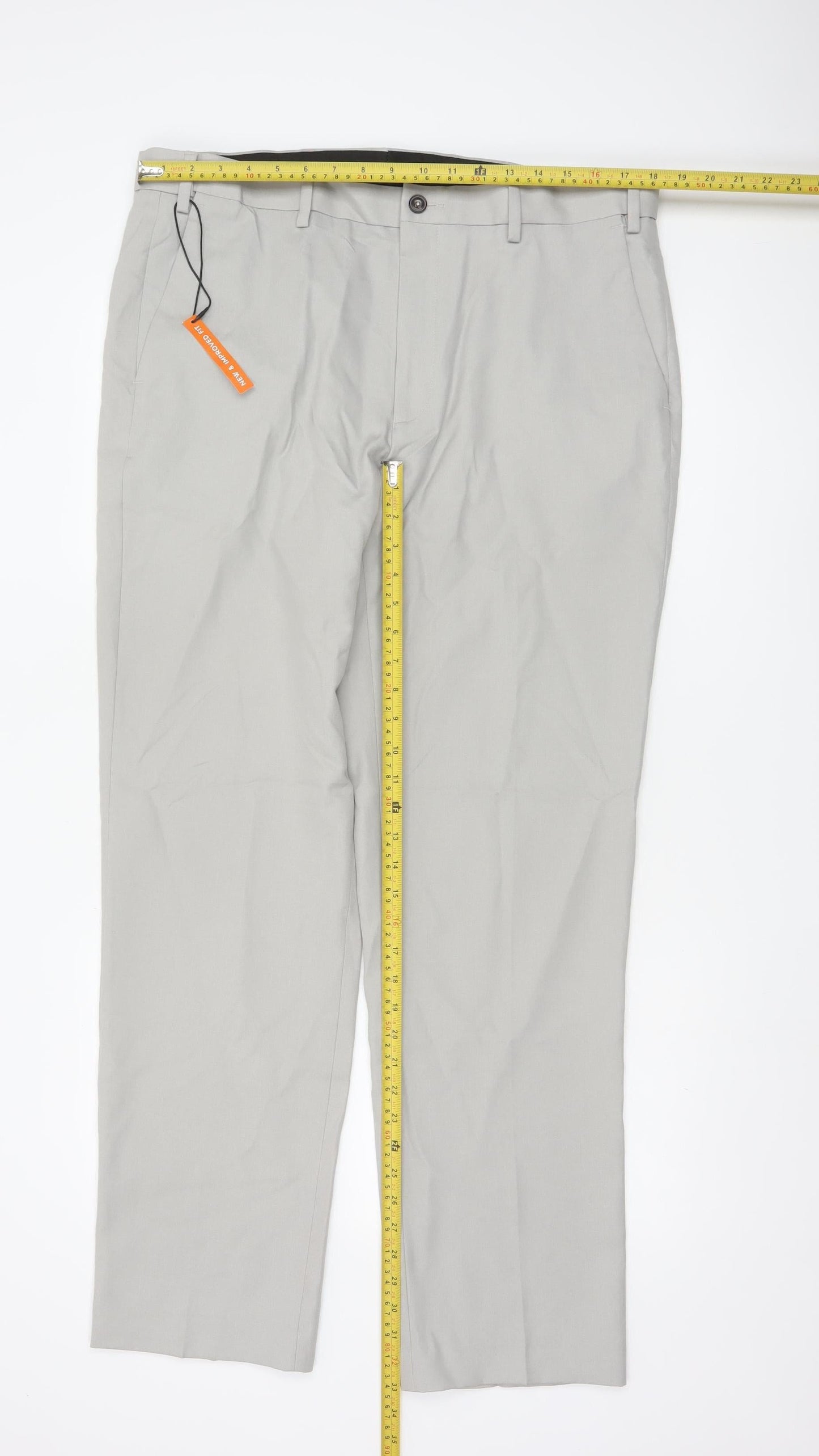 Marks and Spencer Men's Beige Regular Fit Chino Trousers 38x33