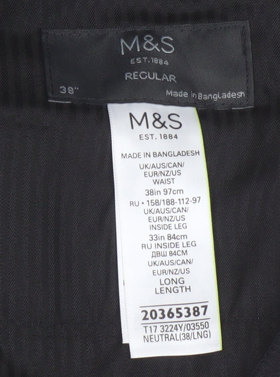 Marks and Spencer Men's Beige Regular Fit Chino Trousers 38x33