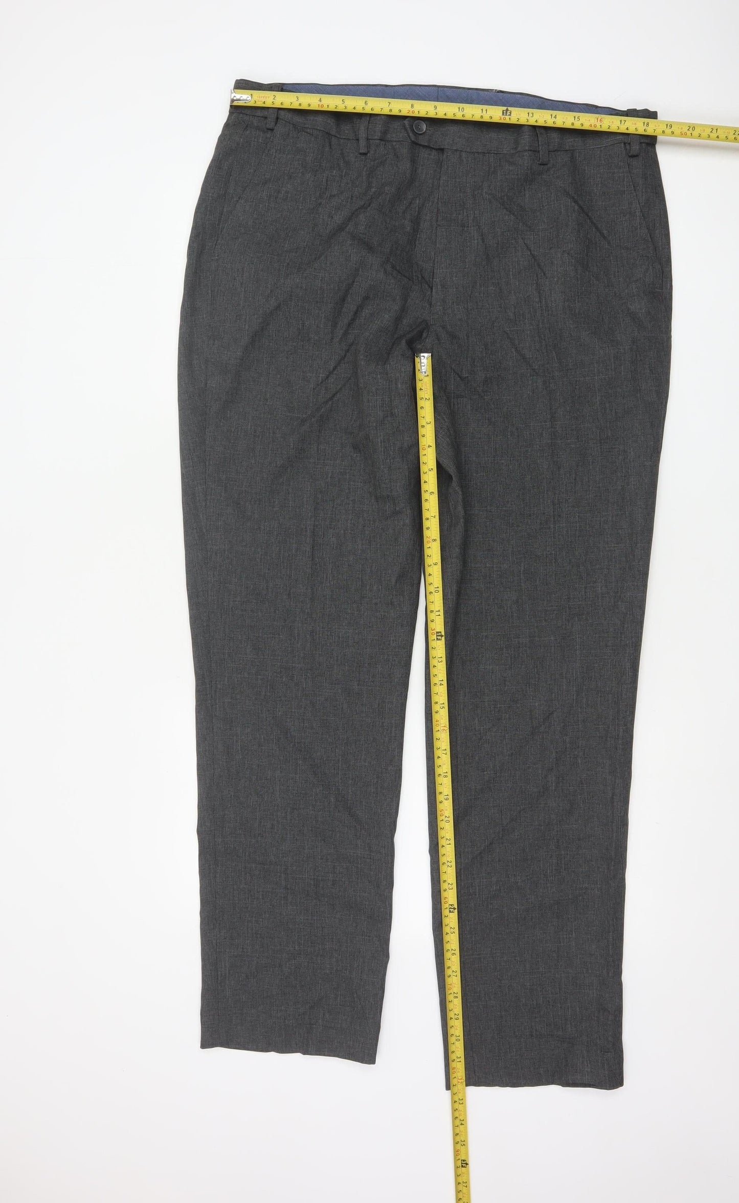 Marks and Spencer Men's Grey Regular Fit 38L Formal Trousers