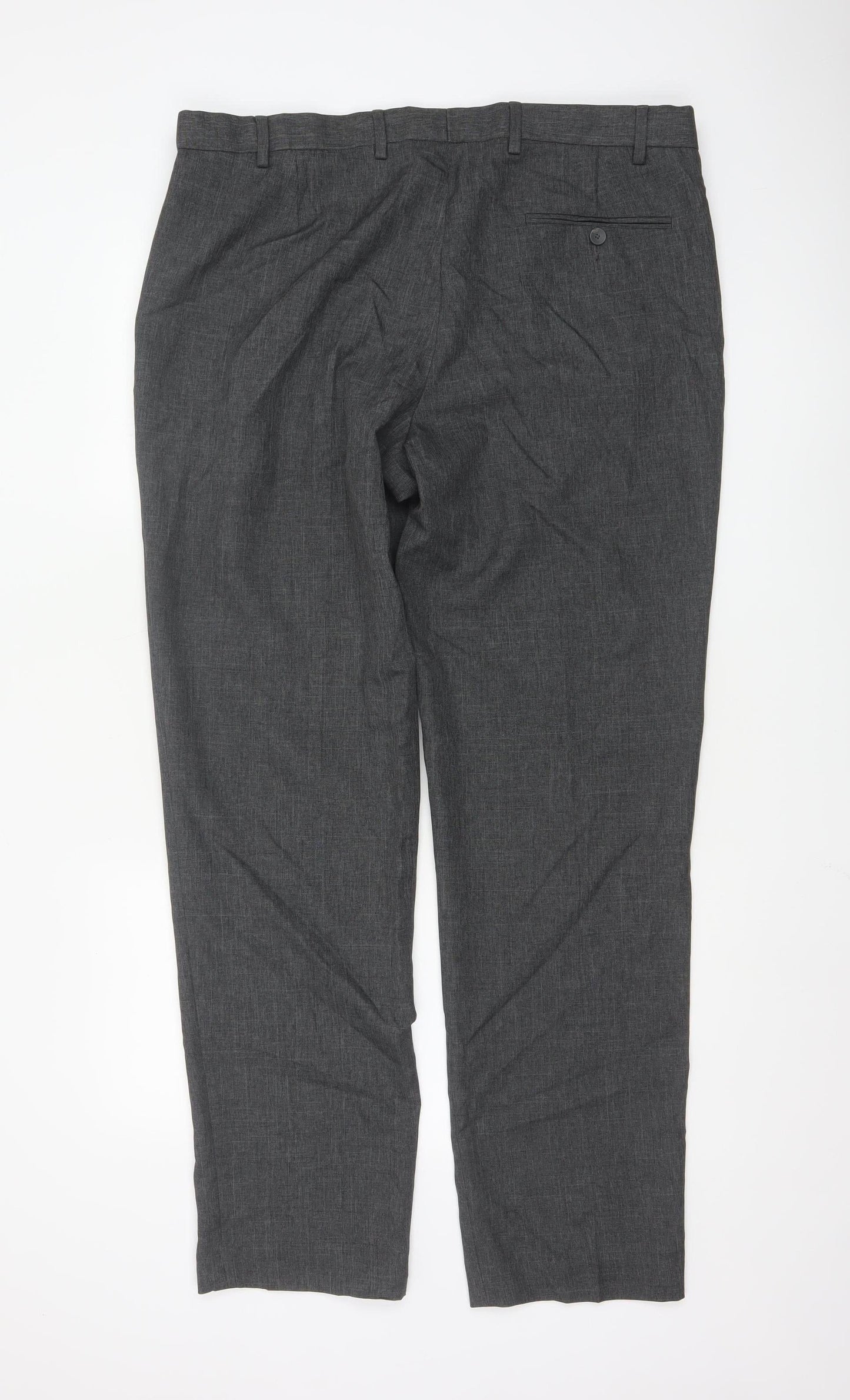 Marks and Spencer Men's Grey Regular Fit 38L Formal Trousers