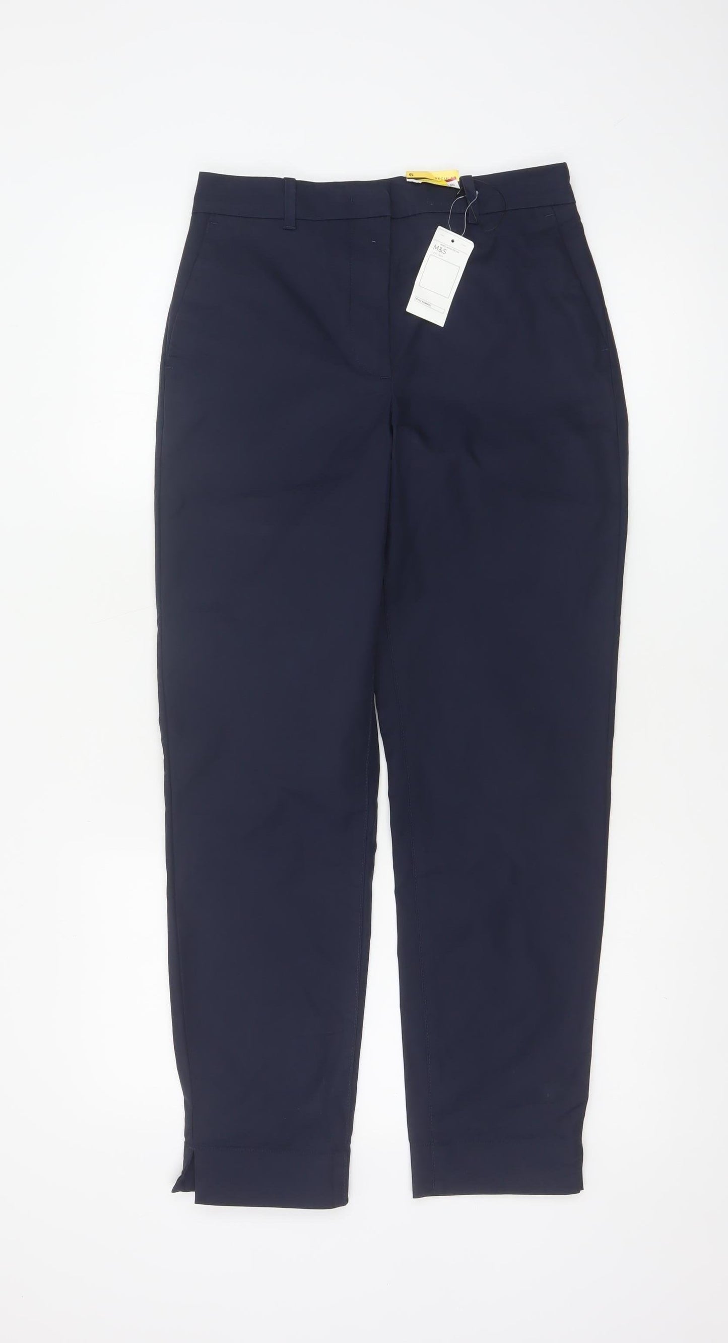 Marks and Spencer Women's Blue Slim Fit Ankle Trousers Size 6