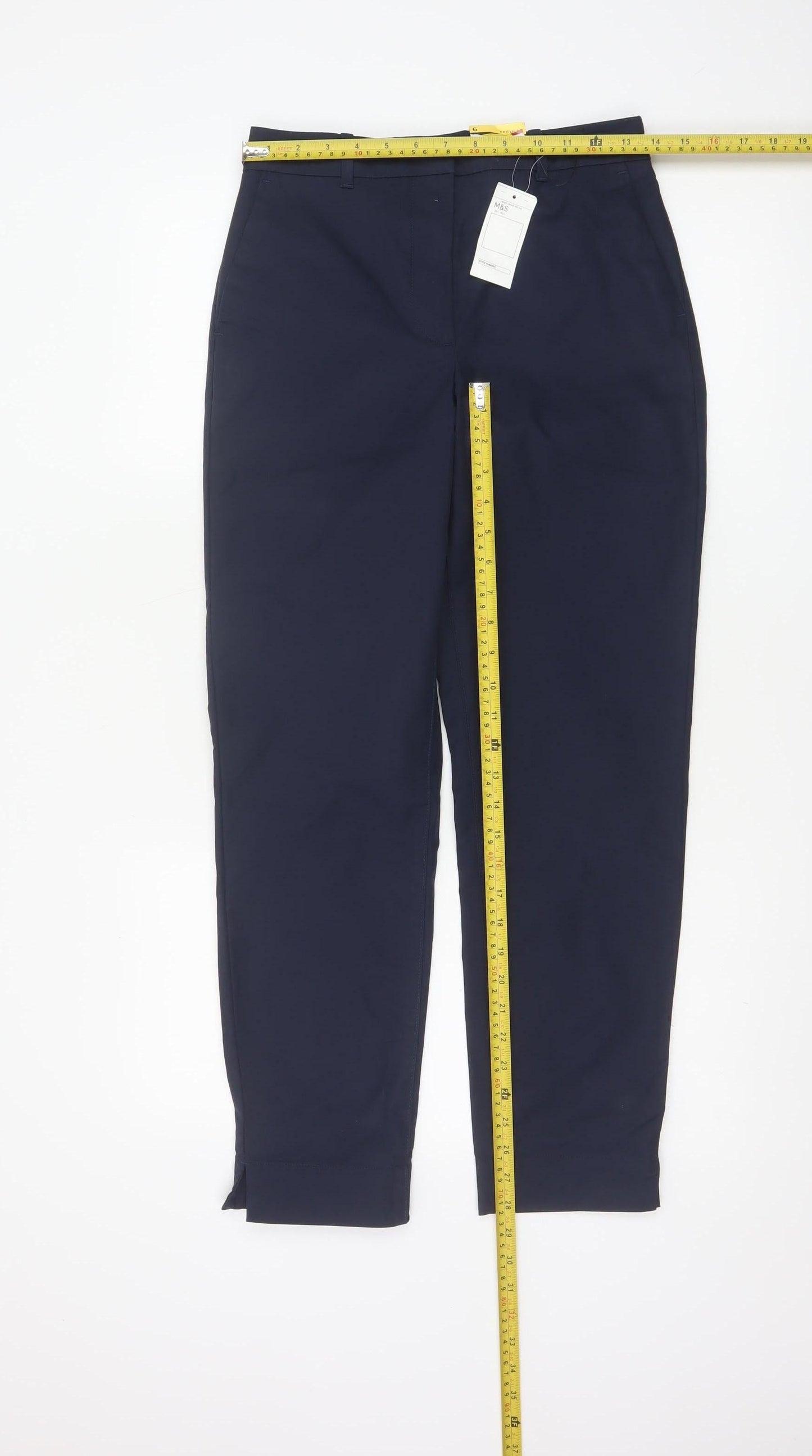 Marks and Spencer Women's Blue Slim Fit Ankle Trousers Size 6