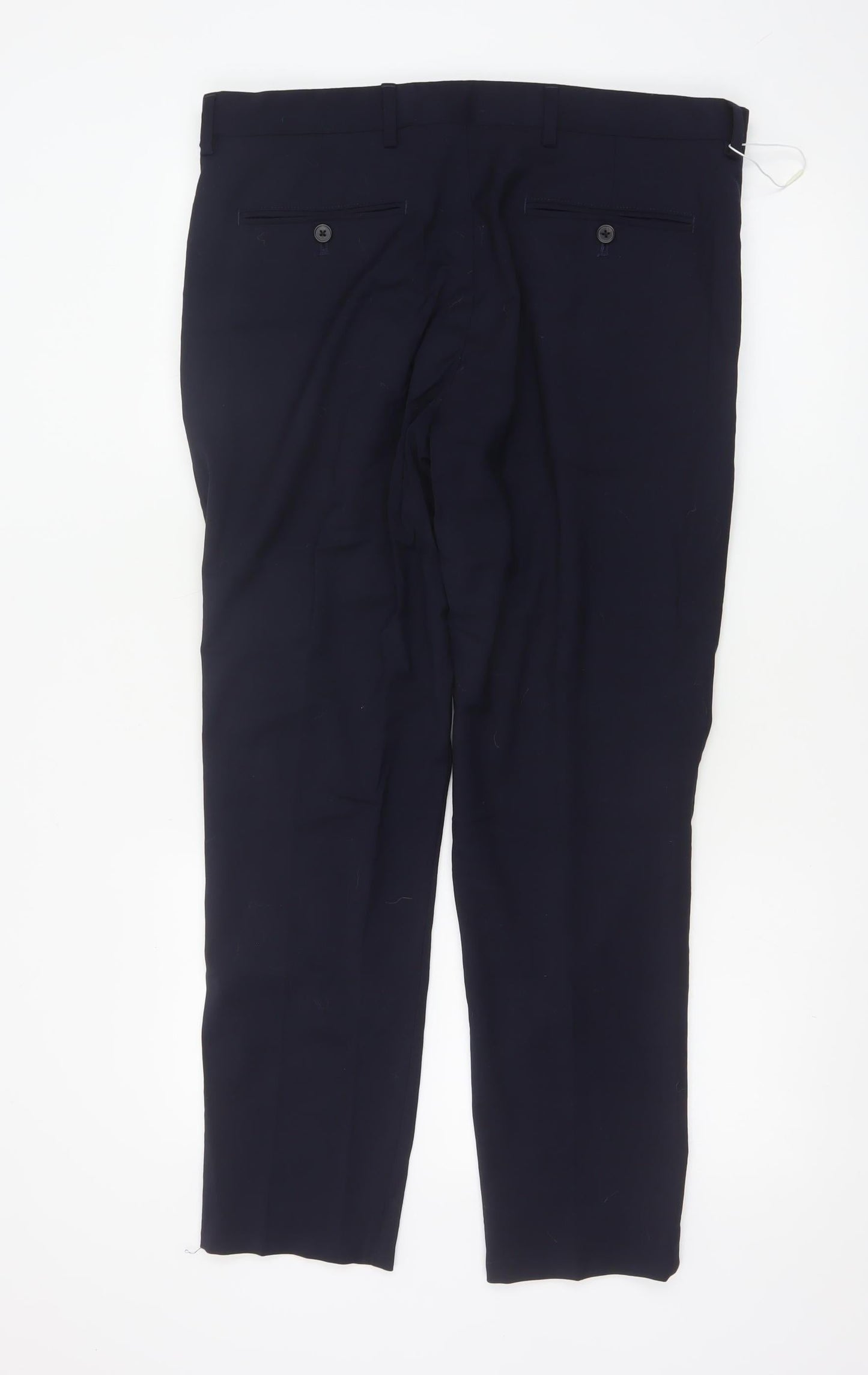 Marks and Spencer Men's Blue Wool Blend Dress Pants 36 Regular