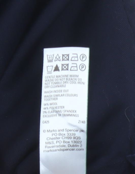 Marks and Spencer Men's Blue Wool Blend Dress Pants 36 Regular