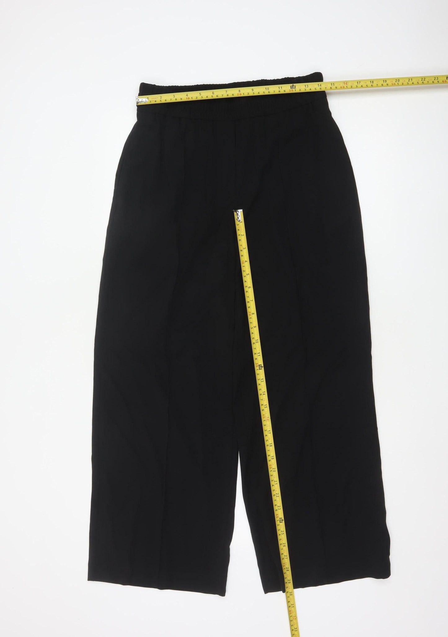 Marks and Spencer Womens Black Size 12 Wide-Leg Trousers