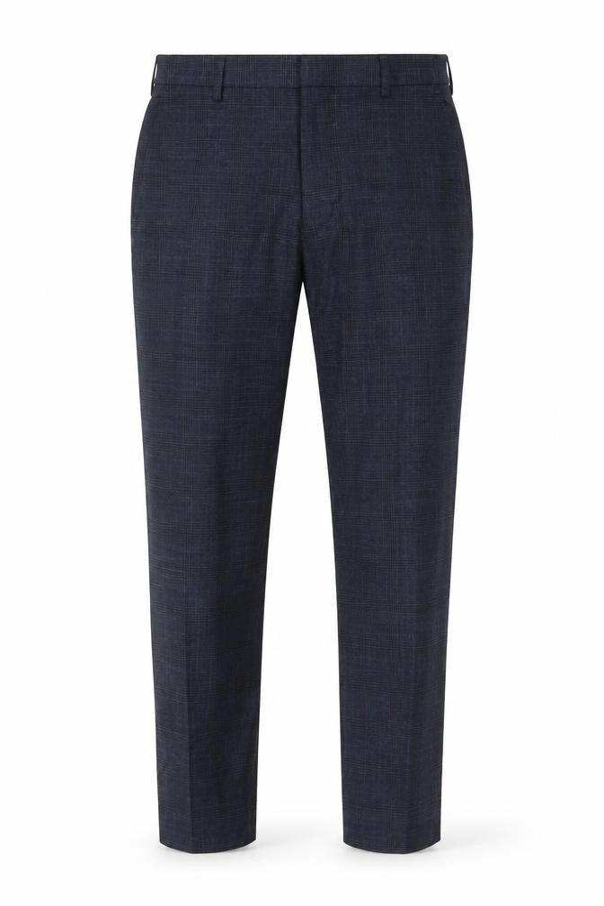 Marks & Spencer Men's Blue Check Regular Fit Dress Trousers 32S