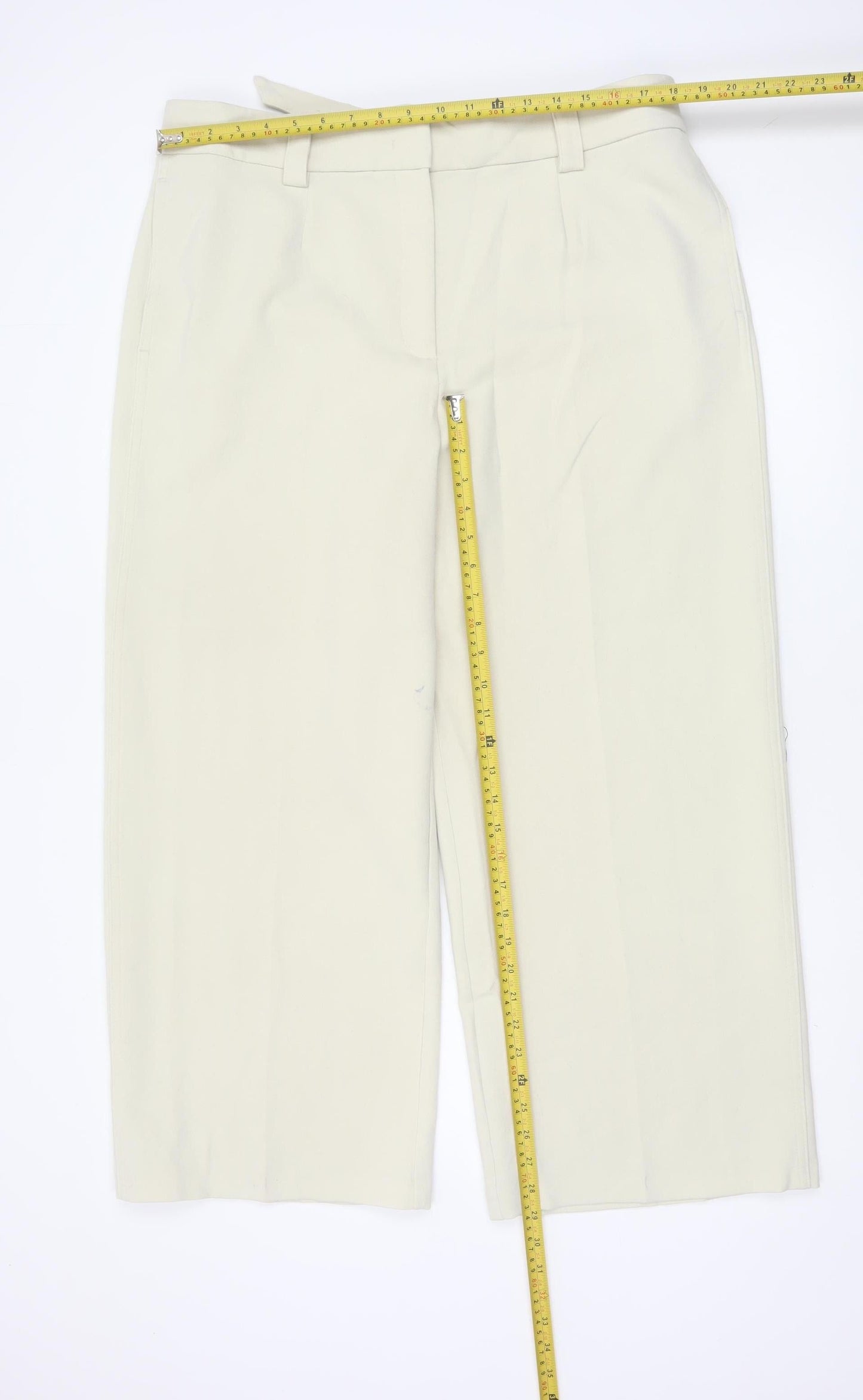 Marks and Spencer Men's Beige Regular Fit Dress Pants Size 18 Belted