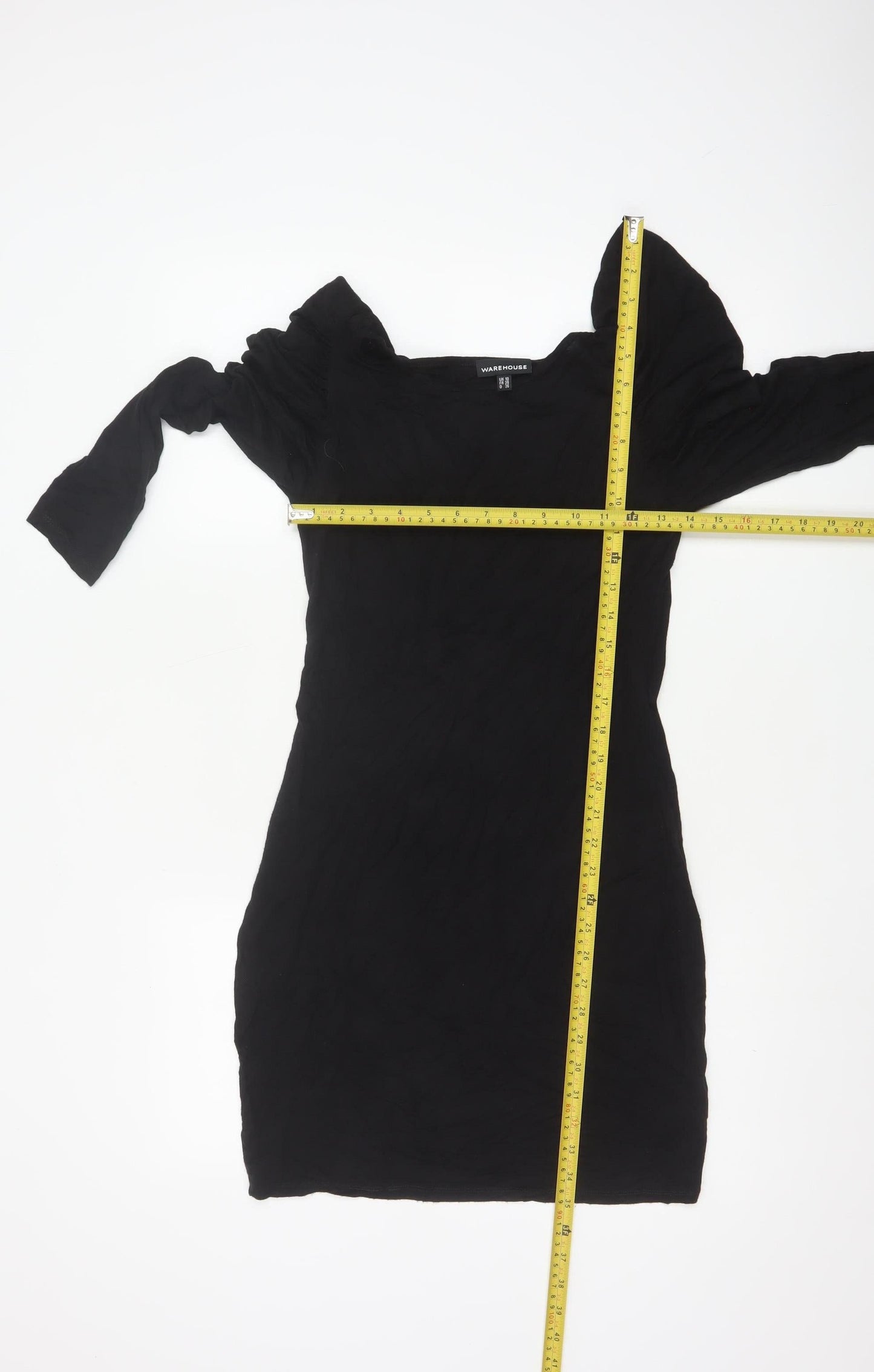 Warehouse Women’s Black Size 10 Bodycon Square Neck Dress