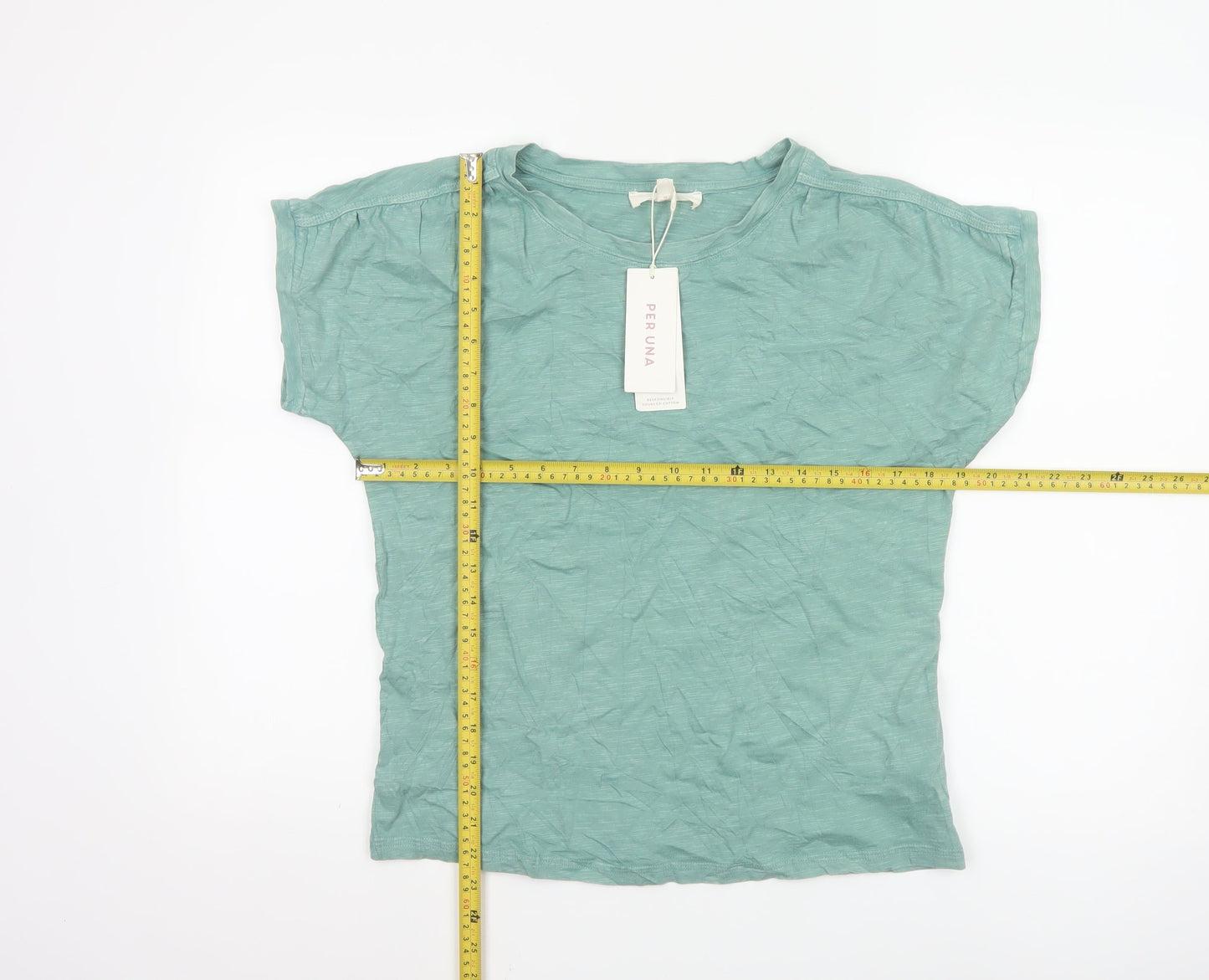 Marks and Spencer Per Una Women's Green Cotton T-Shirt Size 8