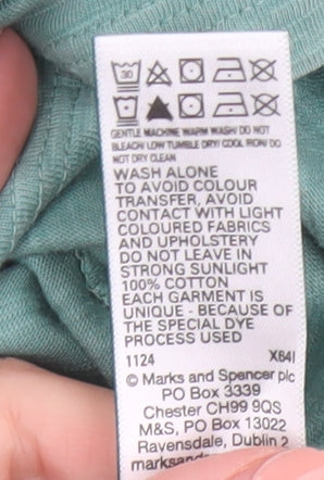 Marks and Spencer Per Una Women's Green Cotton T-Shirt Size 8