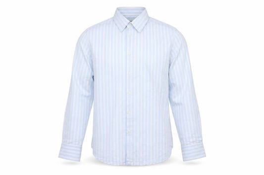 Hugo Boss Men's Blue White Striped Cotton Long Sleeve Shirt 16.5in 42