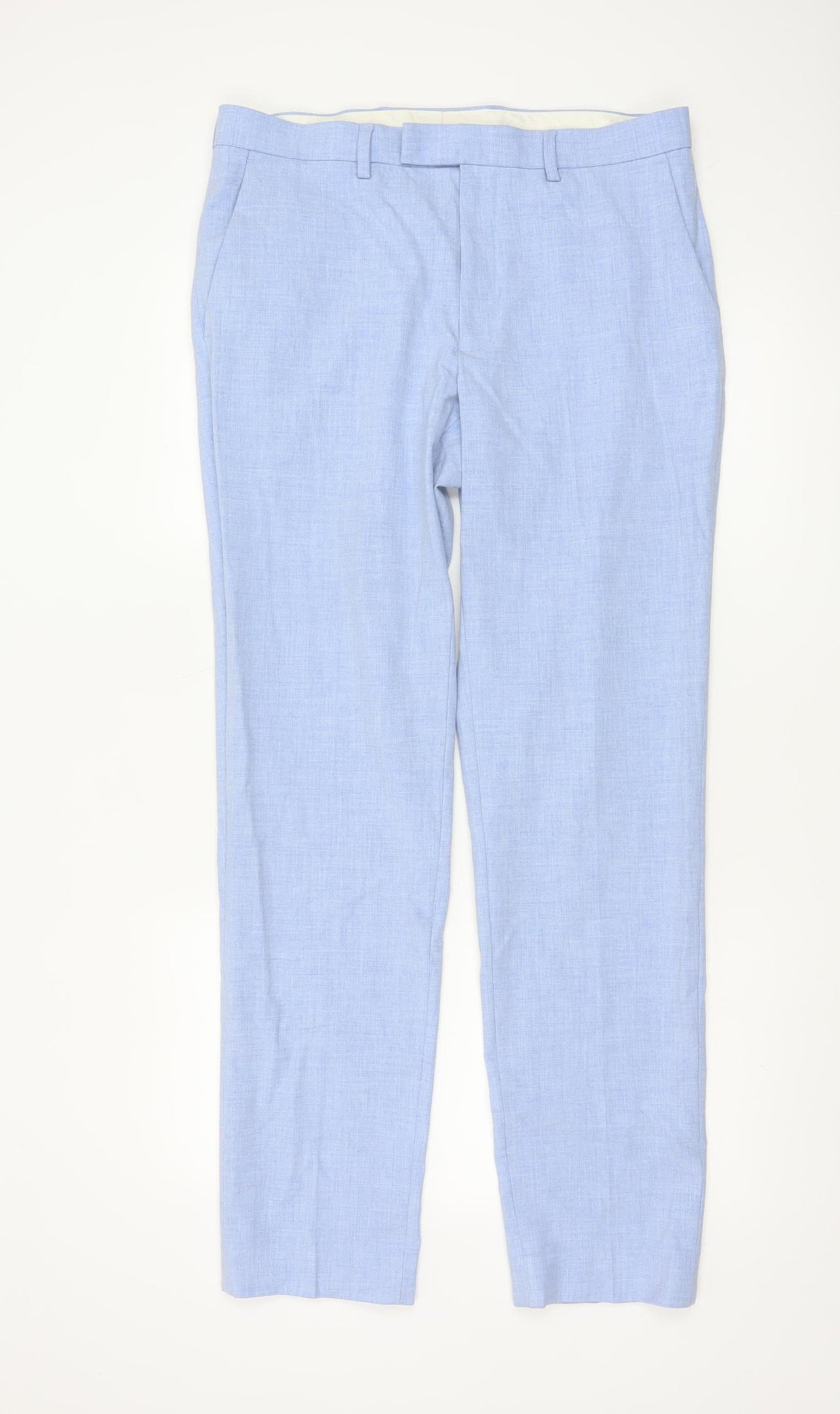Marks and Spencer Men's Blue Slim Fit Dress Trousers 34L
