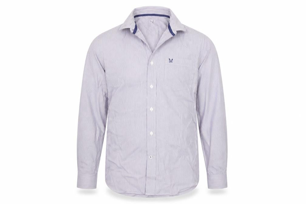 Crew Clothing Men's Purple Striped Slim Fit Button-Up Shirt Size S