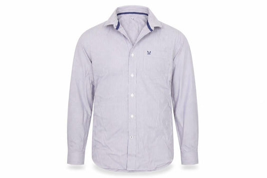 Crew Clothing Men's Purple Striped Slim Fit Button-Up Shirt Size S