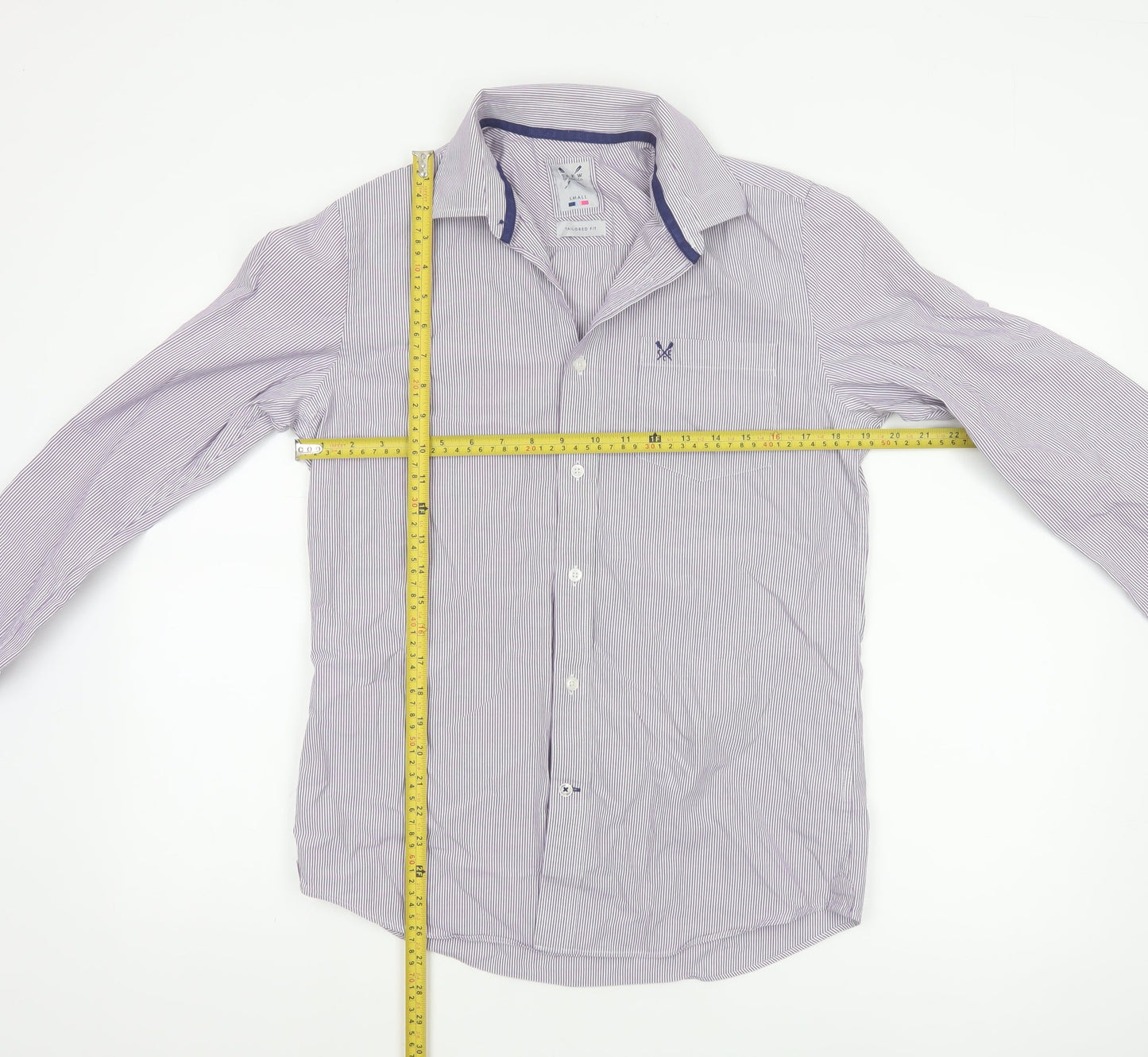 Crew Clothing Co. Men's Purple Striped Slim Fit Button-Up Shirt Size S