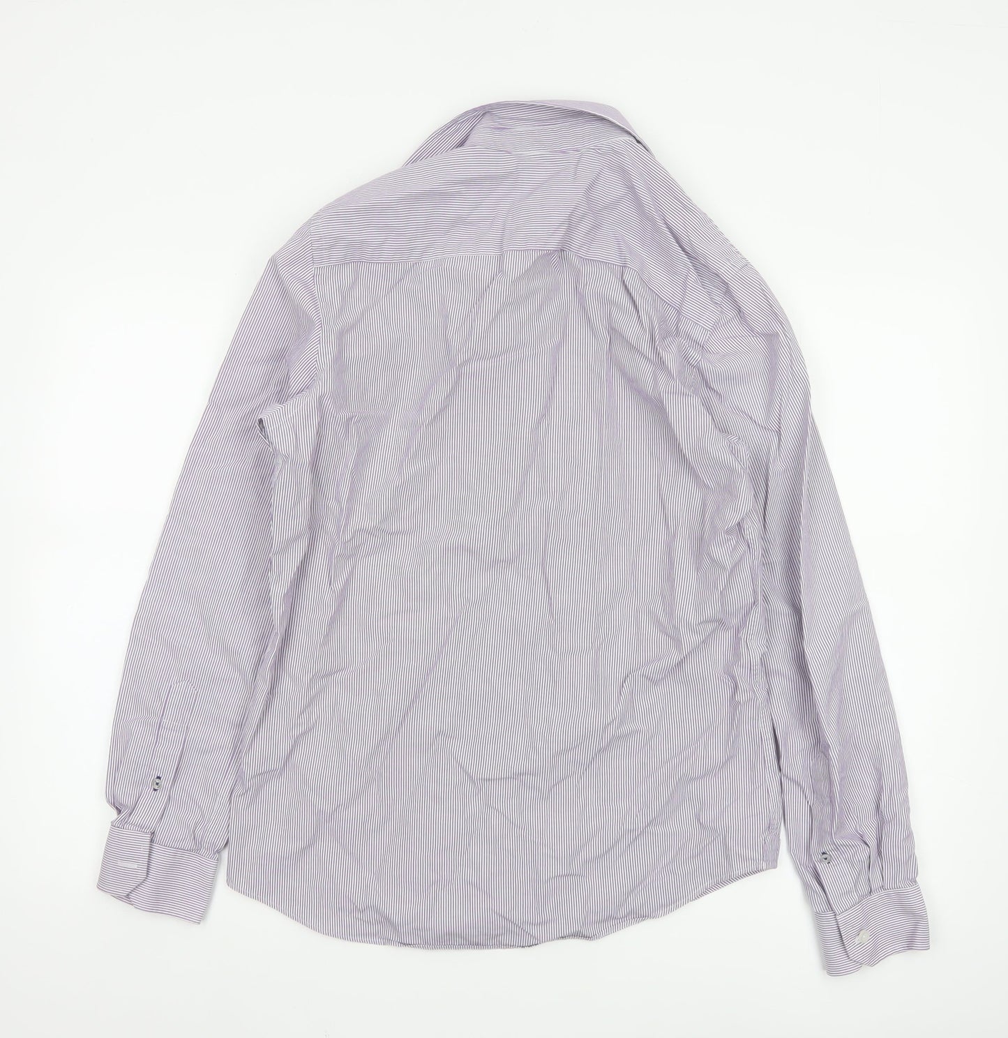 Crew Clothing Co. Men's Purple Striped Slim Fit Button-Up Shirt Size S