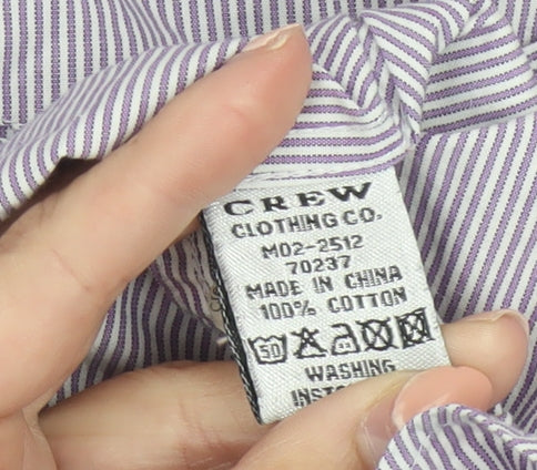 Crew Clothing Co. Men's Purple Striped Slim Fit Button-Up Shirt Size S