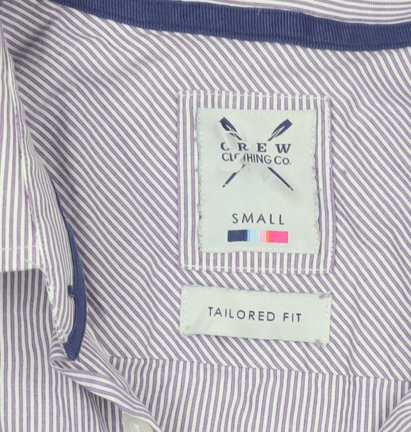 Crew Clothing Co. Men's Purple Striped Slim Fit Button-Up Shirt Size S