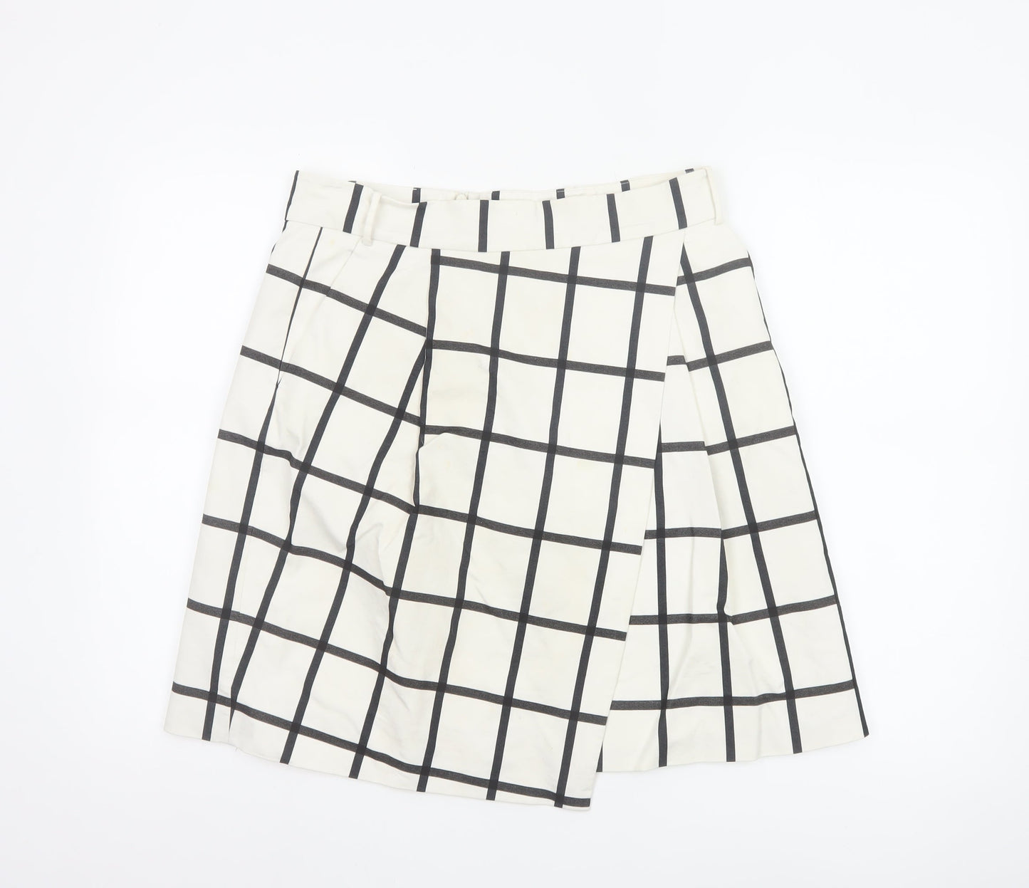 Karen Millen Women’s White Check A-Line Knee Length Skirt UK 14