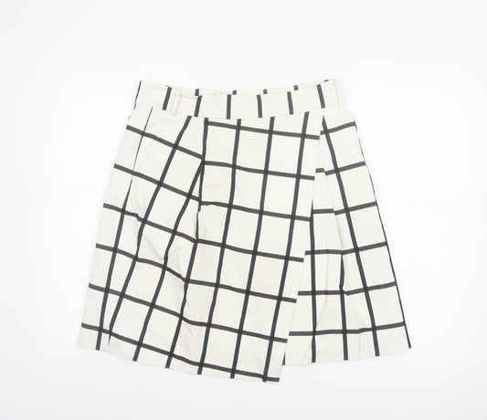 Karen Millen Women’s White Check A-Line Knee Length Skirt UK 14