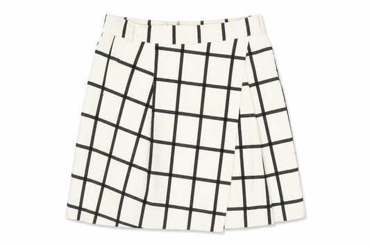 Karen Millen Women’s White Check A-Line Knee Length Skirt UK 14