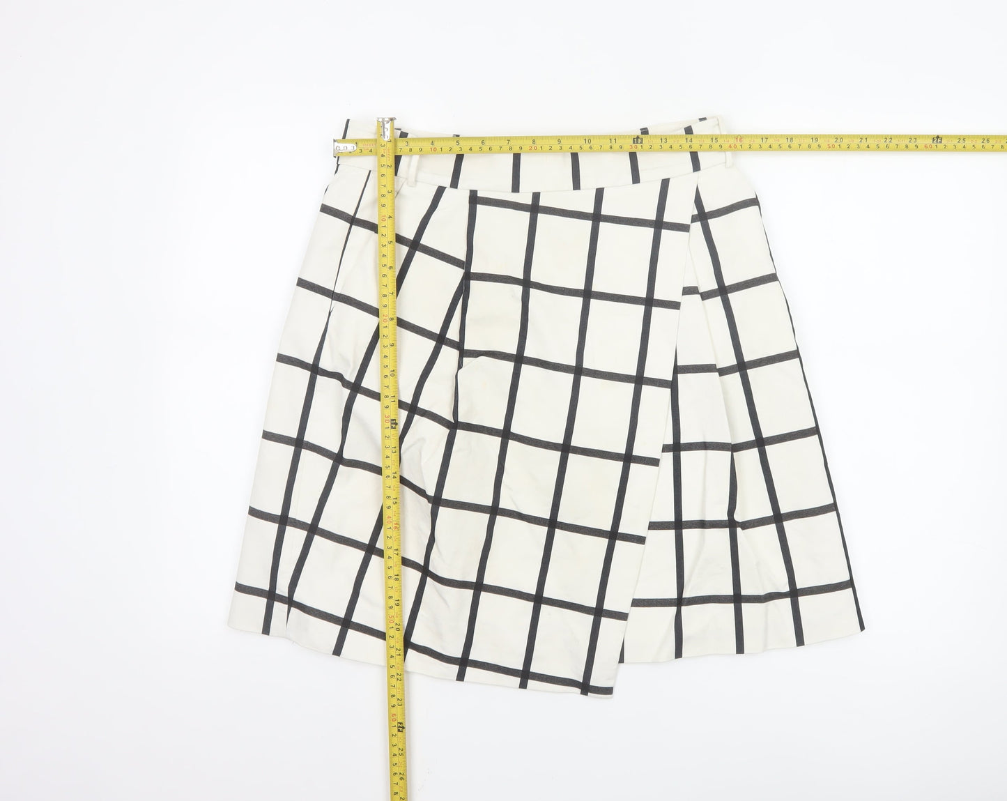 Karen Millen Women’s White Check A-Line Knee Length Skirt UK 14