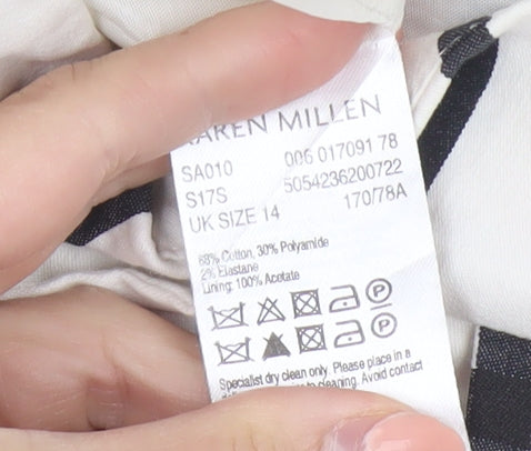 Karen Millen Women’s White Check A-Line Knee Length Skirt UK 14