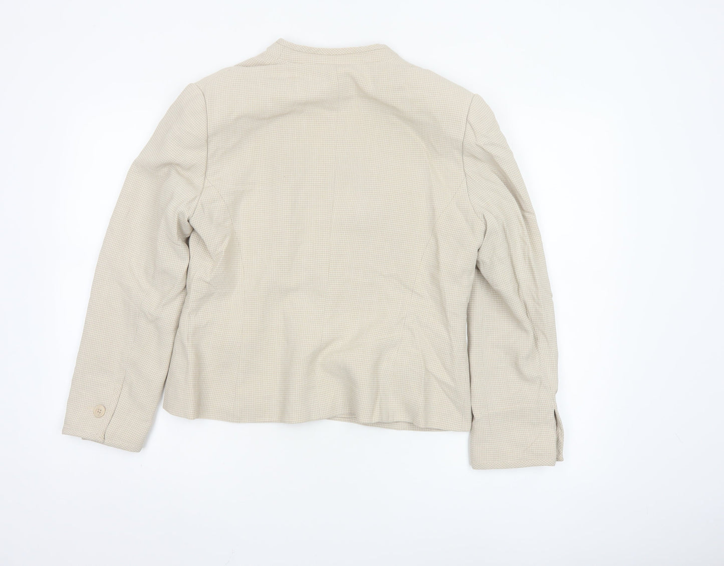 Precis Petite Beige Houndstooth Single-Breasted Suit Jacket Size 14