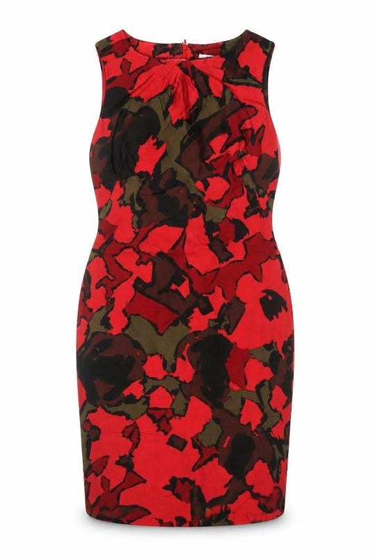 L.K. Bennett Women’s Red Floral Wool Silk Sheath Dress Size 12