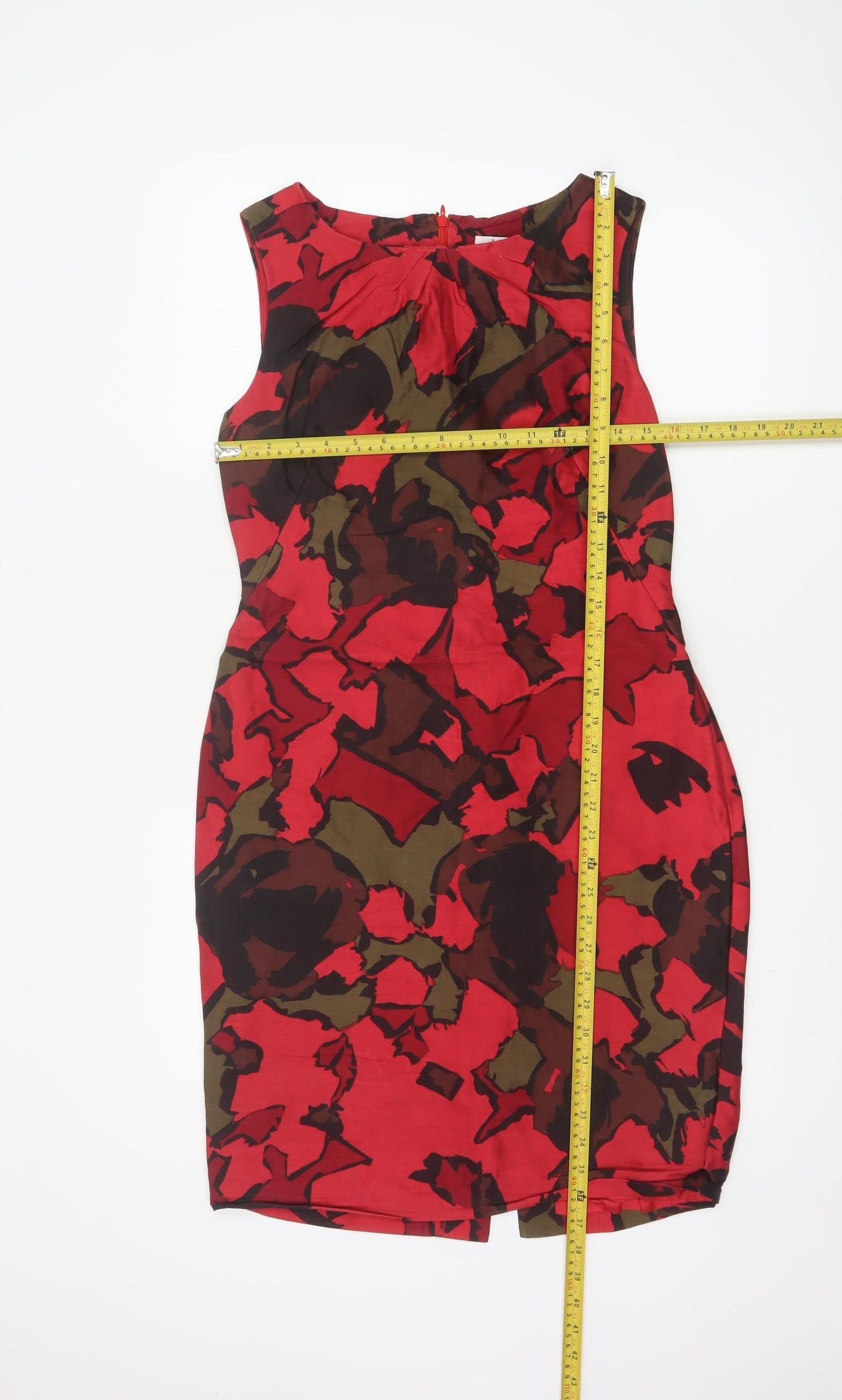 L.K. Bennett Women’s Red Floral Wool Silk Sheath Dress Size 12