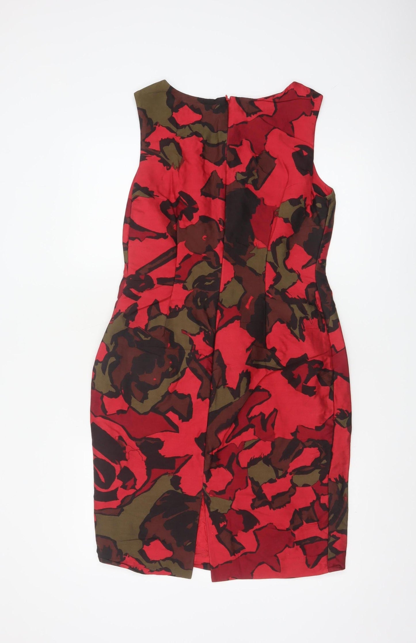 L.K. Bennett Women’s Red Floral Wool Silk Sheath Dress Size 12