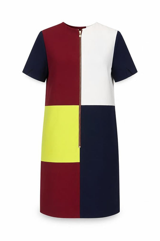 Ted Baker Womens Multicoloured Shift Dress Size 12 Colourblock Zip