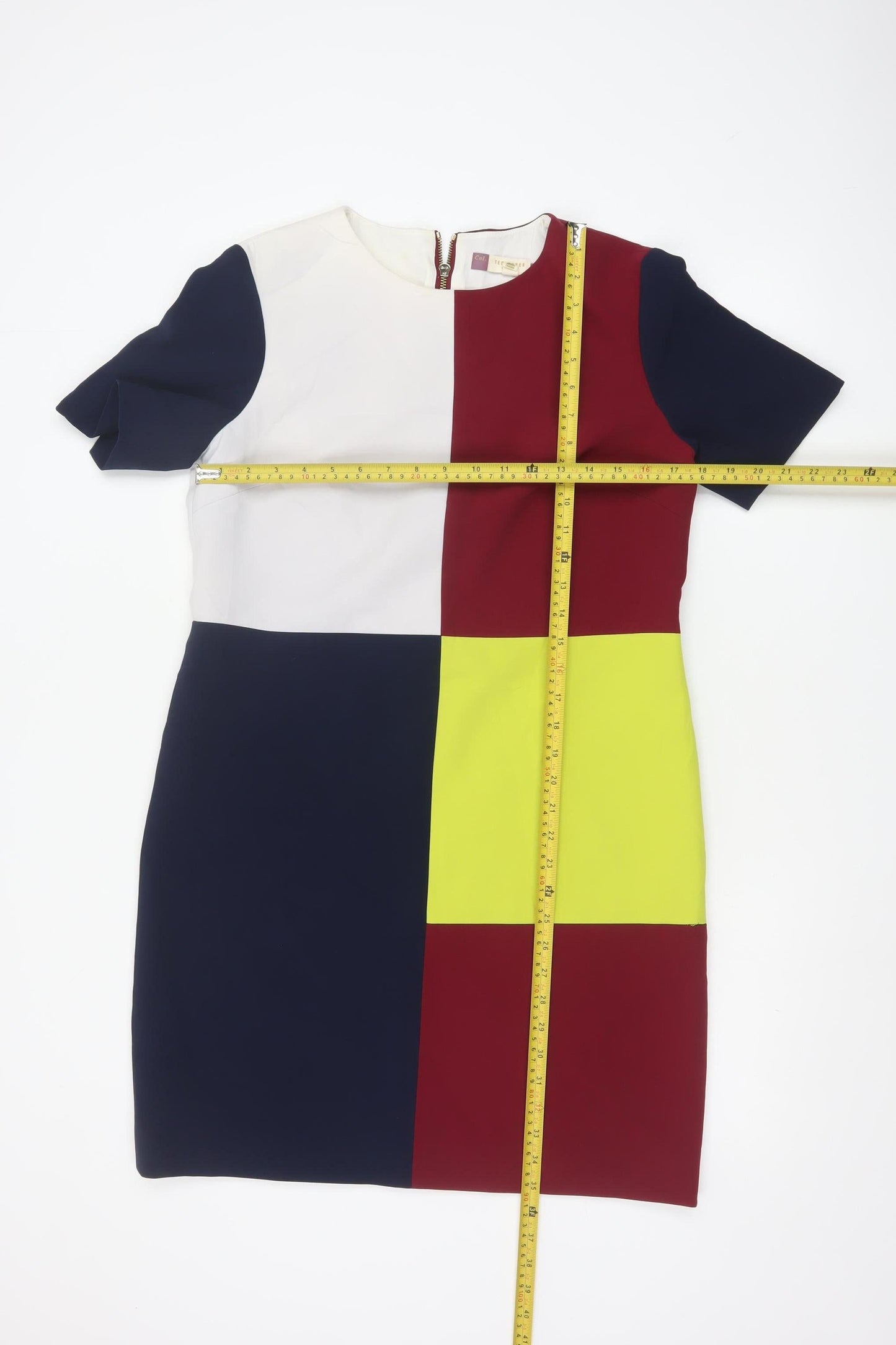 Ted Baker Womens Multicoloured Shift Dress Size 12 Colourblock Zip